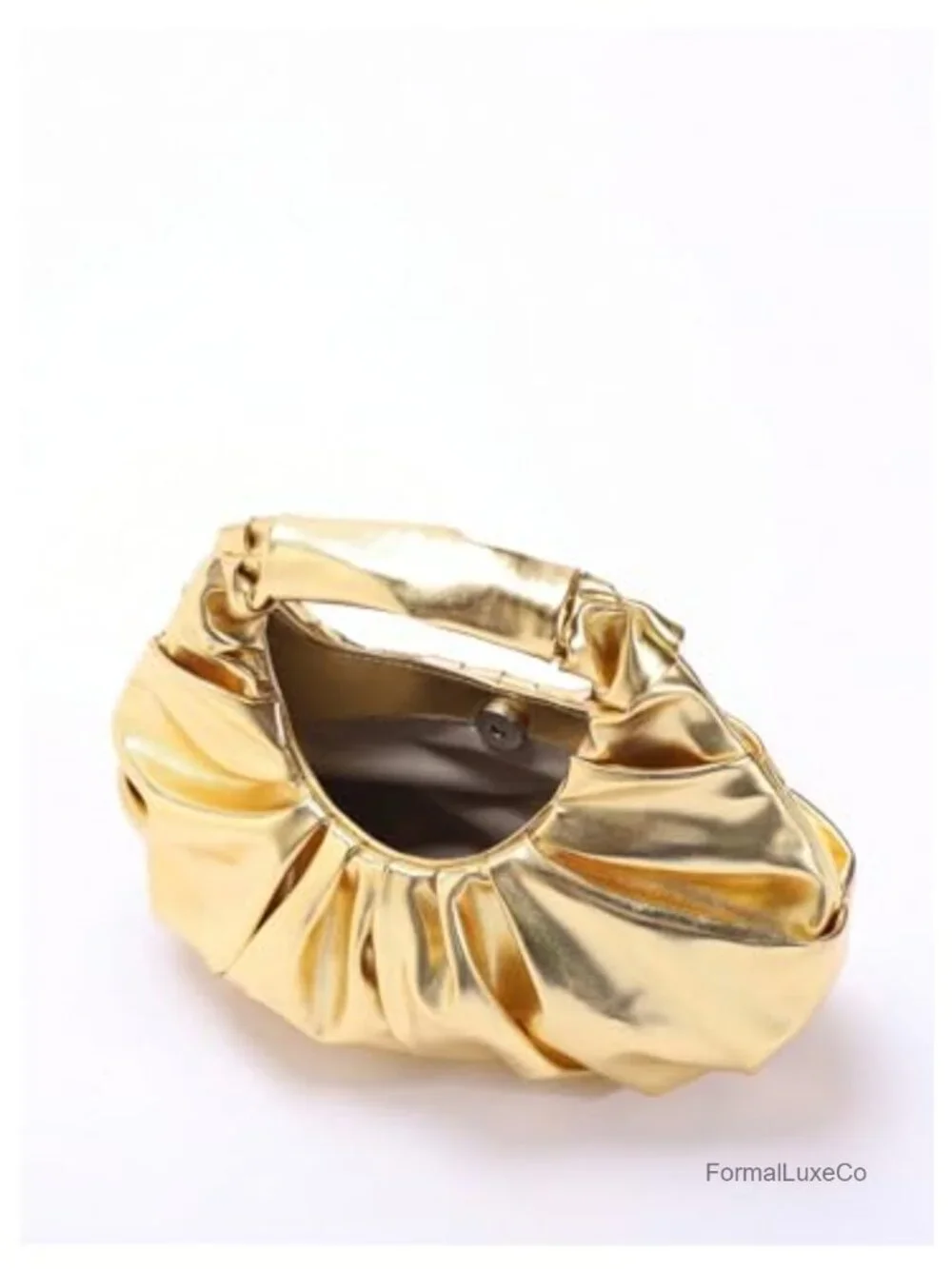 Pleated Metallic Clutch Evening Bag Women's Formal Party Purse